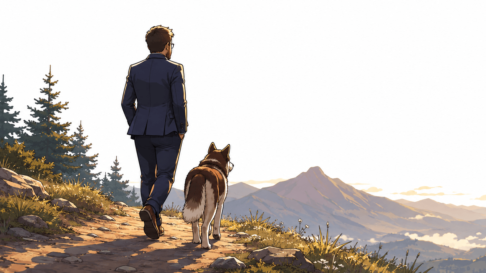 The founder walking with Sykes while thinking through the project